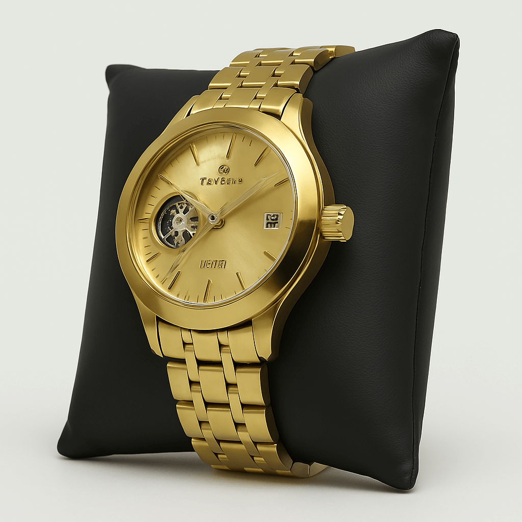 Luxury ProKing Gold-Tone Automatic Watch with Skeleton Dial