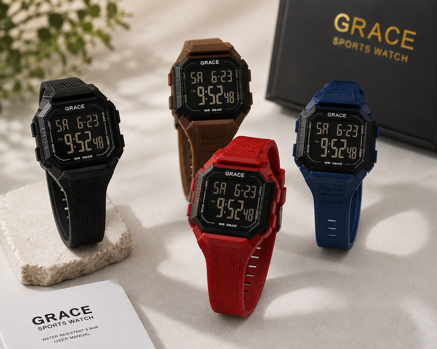 PowerX Tactical Waterproof Digital Watch with Alarm Stopwatch