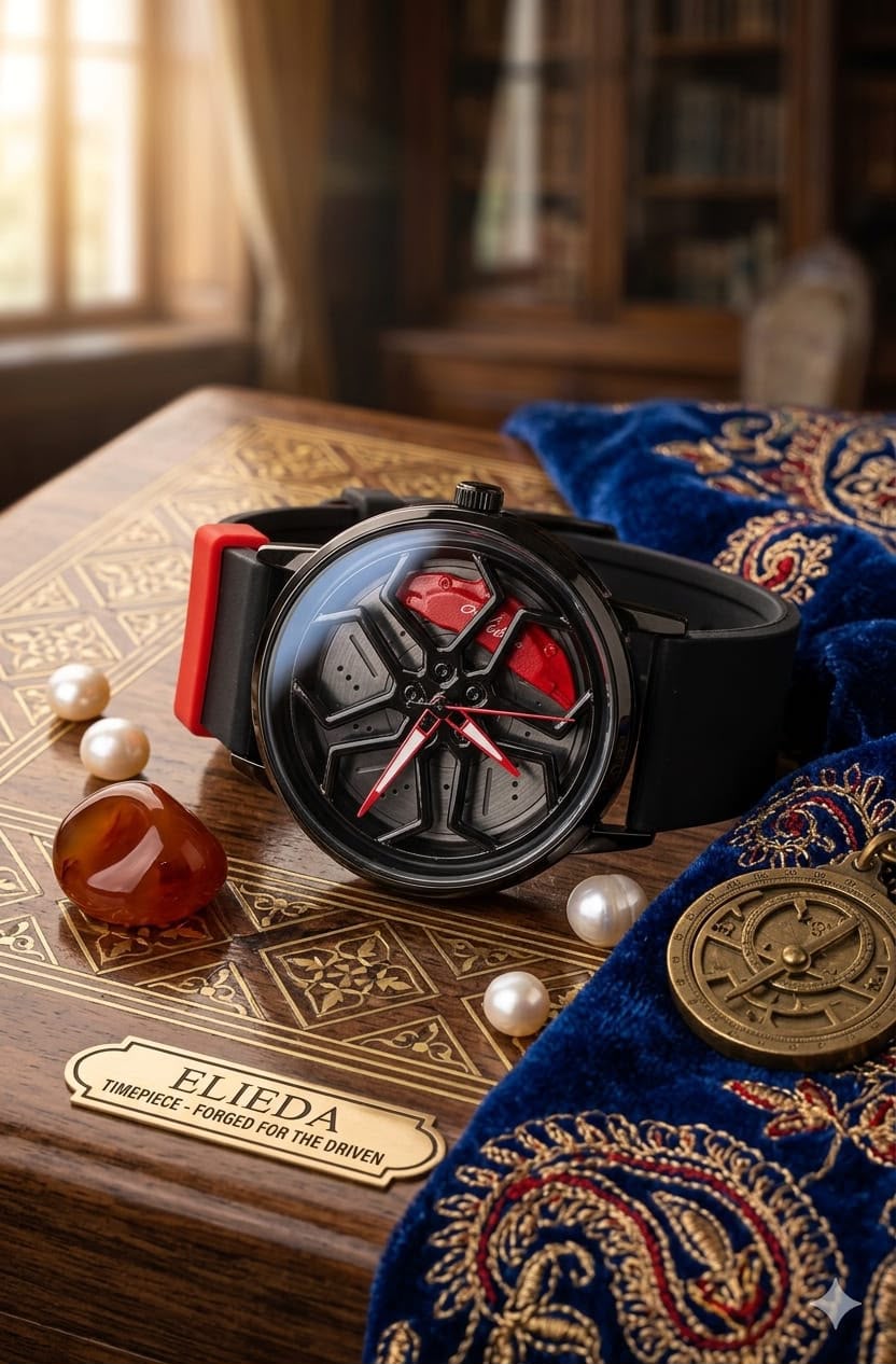 Shocknshop RevolveX Rotating Hollow Wheel Hub Creative Fashion Analog Silicone Magnetic Strap Wrist Watch for Men Boys -WCH368