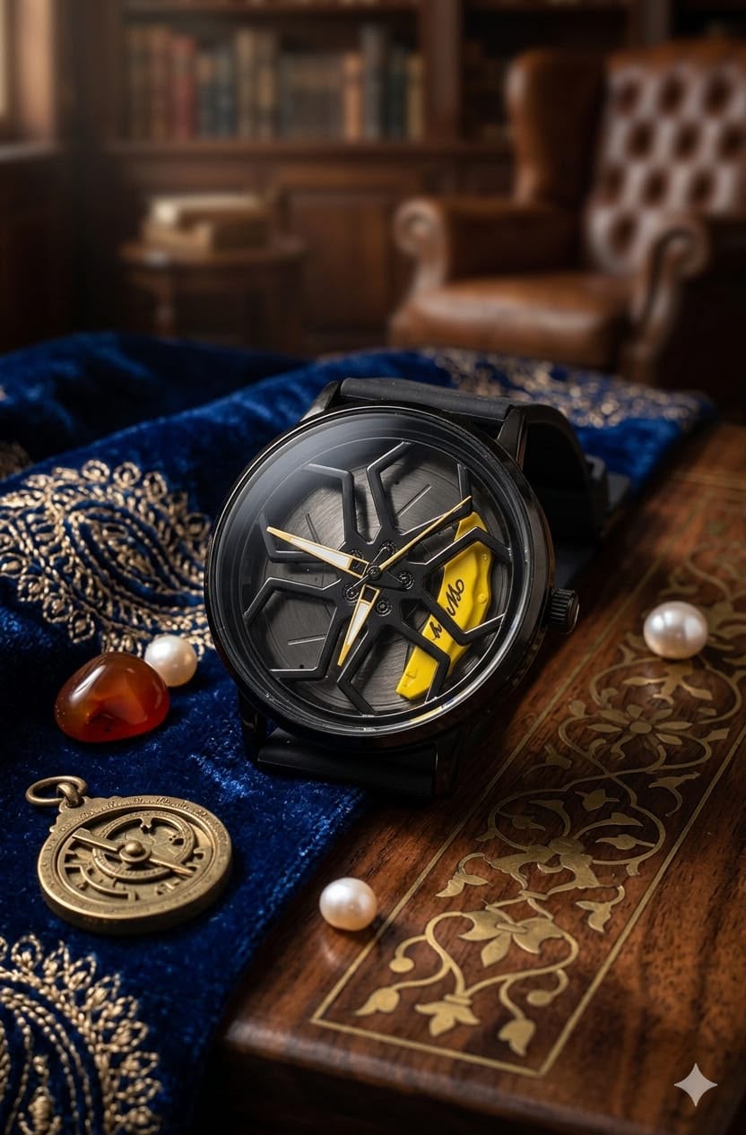 Shocknshop RevolveX Rotating Hollow Wheel Hub Creative Fashion Analog Silicone Magnetic Strap Wrist Watch for Men Boys -WCH368